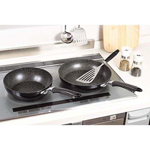 Pearl Metal Frying Pan, Black, 28cm, Induction Compatible, Deep, Mega Marble, HB-4373