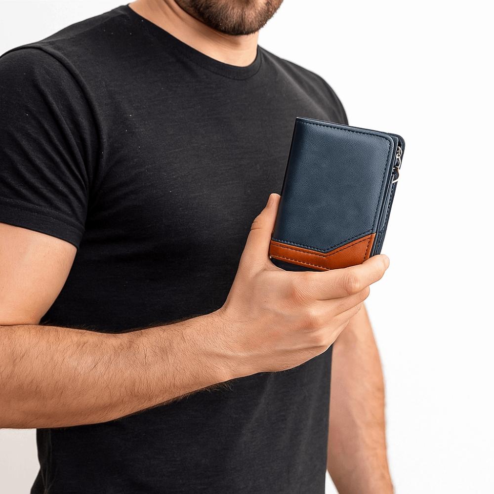 Pu Leather Men Short Wallet Zipper Men Card Holder Fashion Business Clutch Bag  Women