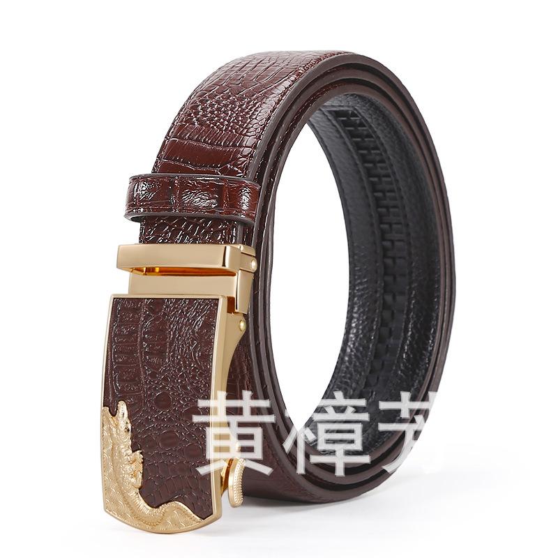 Crocodile Men'S Belt Business Automatic Buckle Belt Light Simple High-End Pure Cowhide Belt