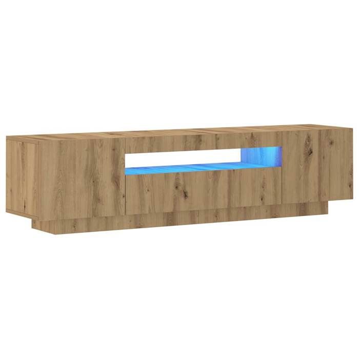 VidaXL TV Cabinet with LED Lights Artisan Oak Engineered Wood, TV Stand, Multimedia Cabinet, TV Console, Cabinet 856360