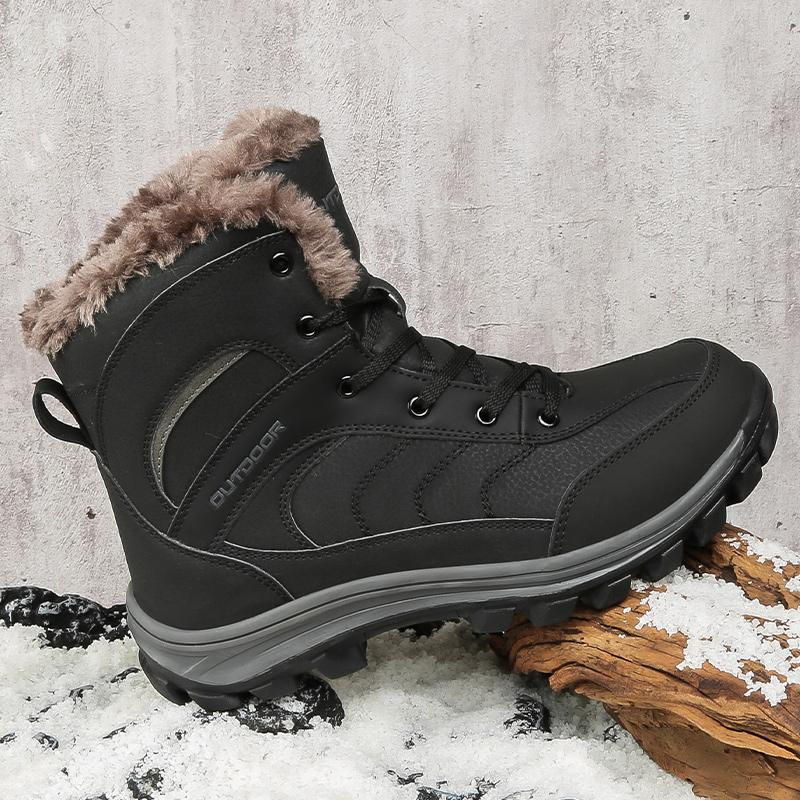Genuine Leather High Top Outdoor Plus Velvet Thickened Snow Boots Non-slip Waterproof Warm Cotton Shoes 40-48