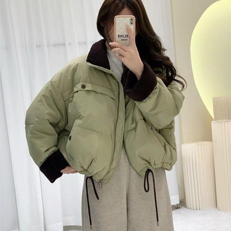 Stand Collar Short Down Jacket for Women Winter New Thickened Loose Cotton Jacket for Small People