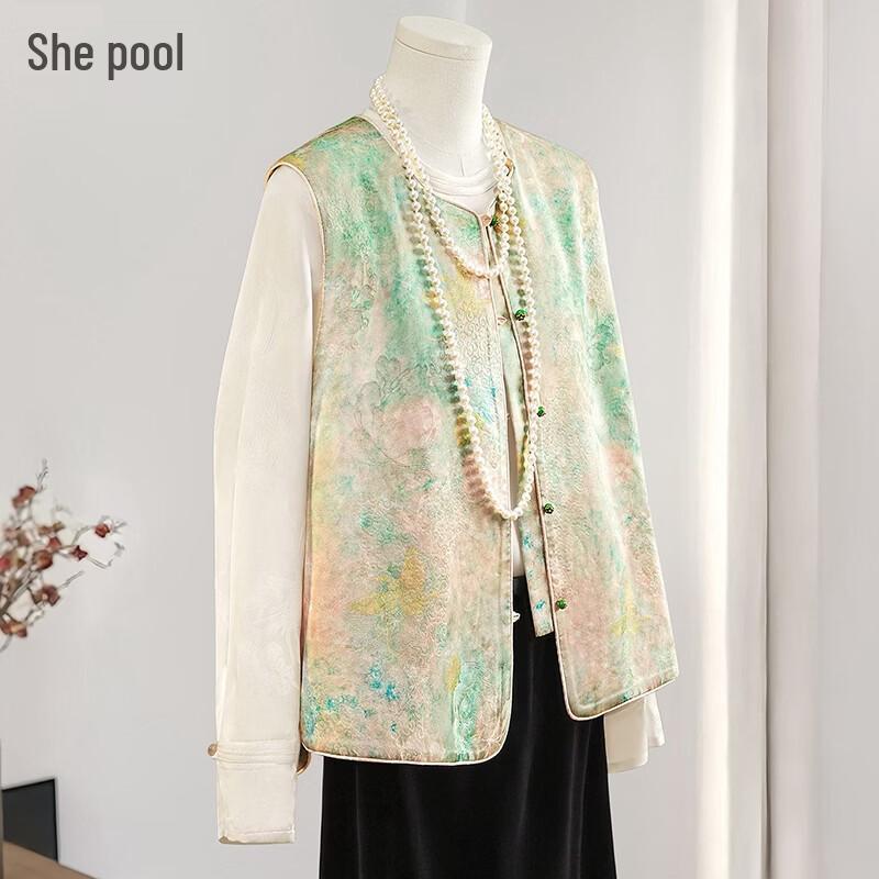 

New Chinese Style Women s Round Neck Layered Vest L