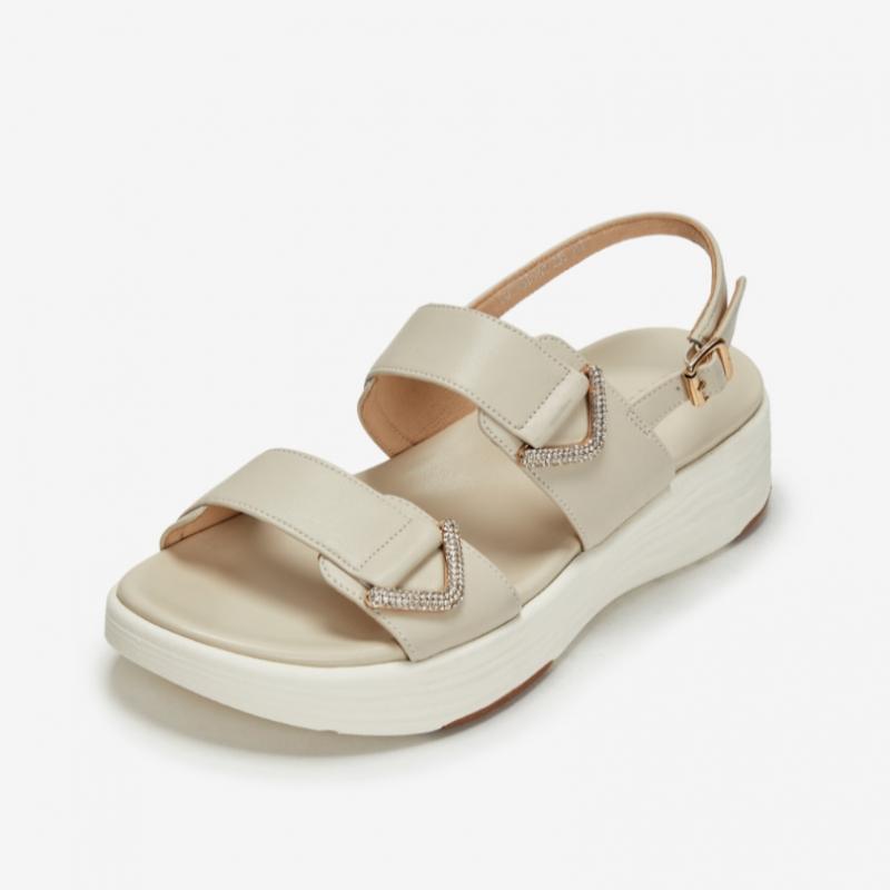 ESquire Women S Jeweled Two Band Comfort SandalS Beige
