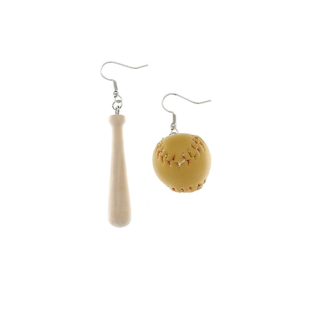 Geometric Baseball Wooden Earrings For Women Handmade Autumn Winter Jewelry