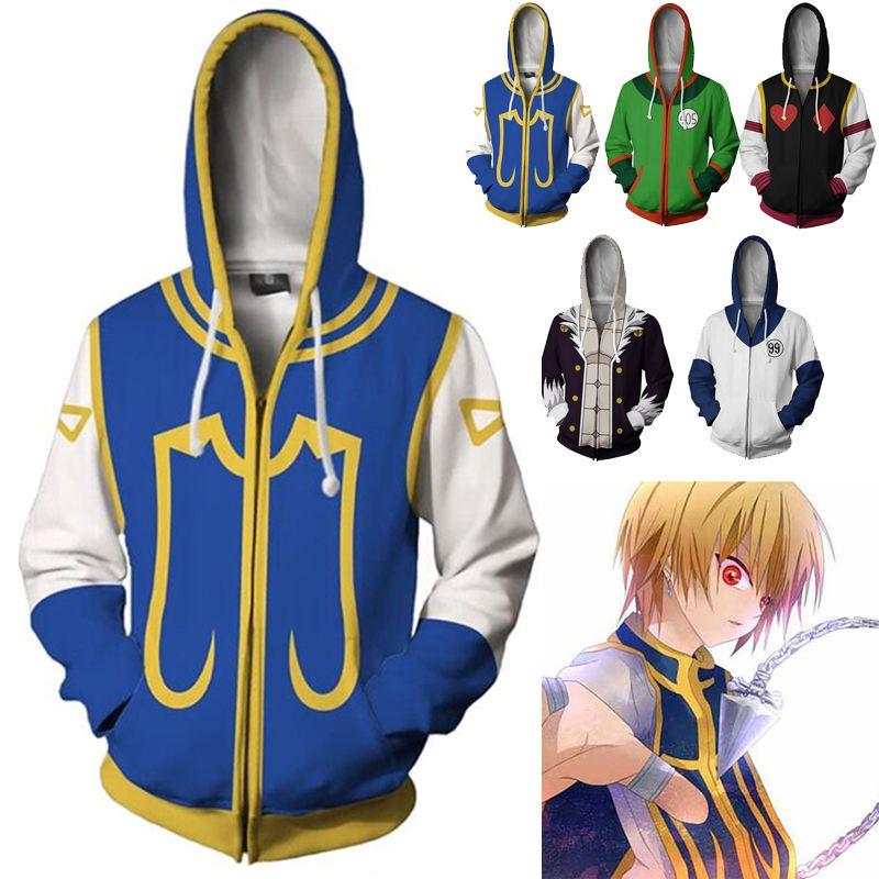 Hunter Hisoka Hunter Killua Zoldyck Zipper Jacket Cosplay Costume Hoodie Coat