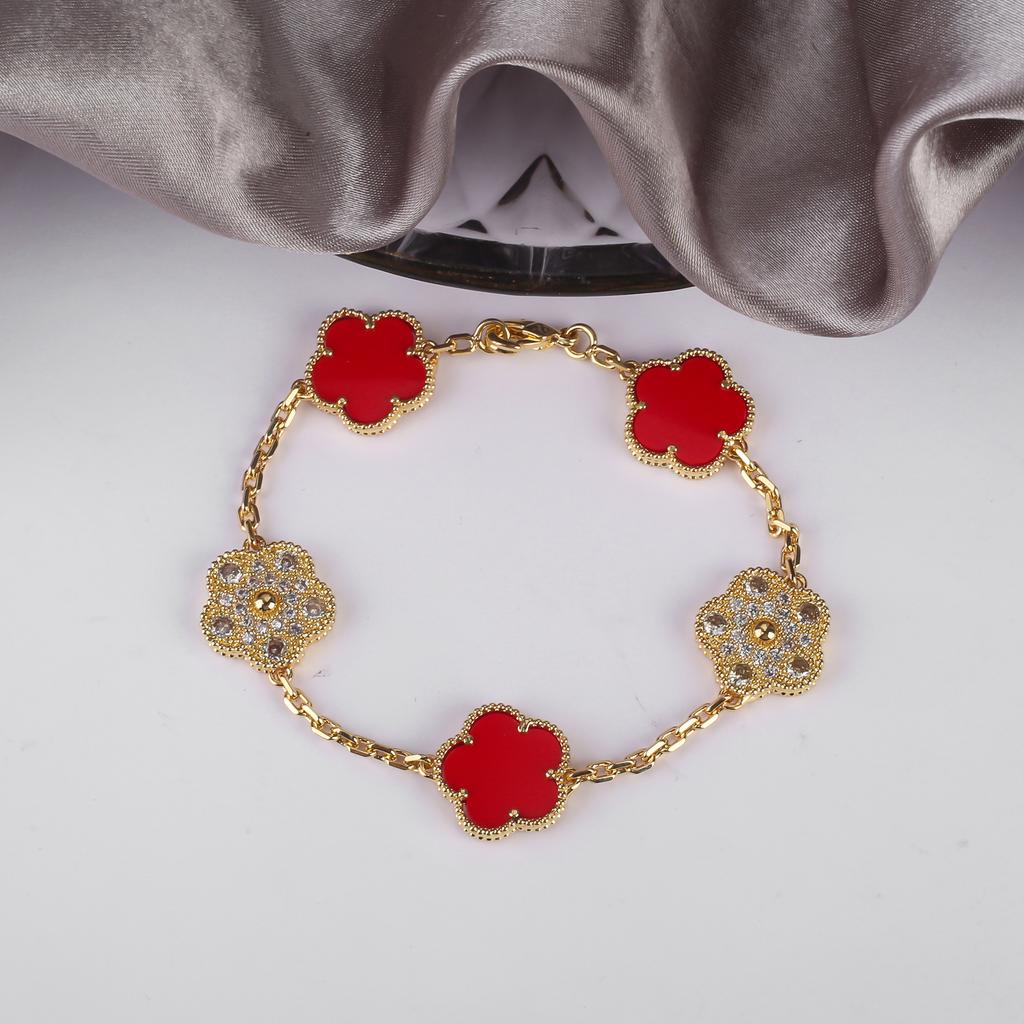 Classic 15mm Five Leaf Flower Adjustable Bracelet Natural Gem Simple Woman Flower Bracelet For Party Wedding Gift Free Shipping