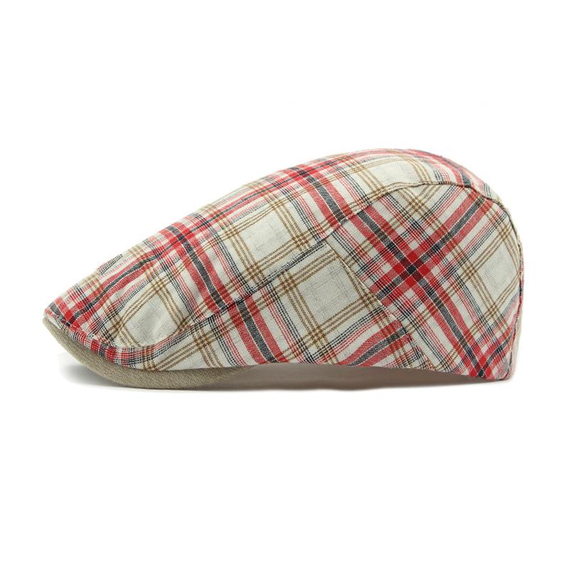 Spring Summer Thin Plaid Beret Women's British Retro Paintsman's Cap Forward Cap Men's Peaked Cap