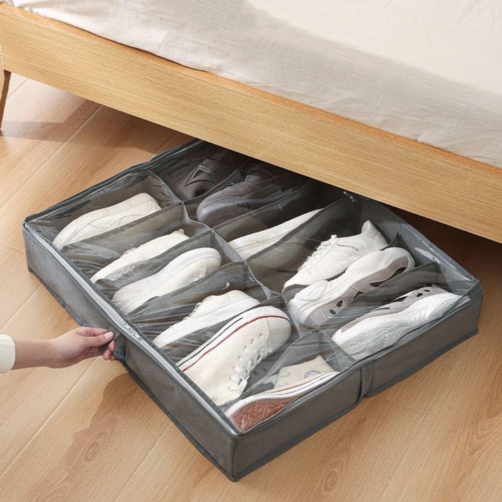 12 Grids Shoes Storage Bag Non-woven Fabric Shoes Organizer Breathable Shoe Storage Bin  Closet