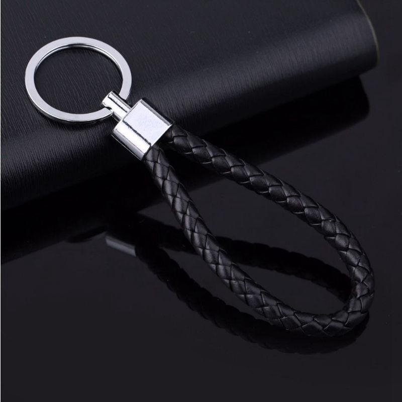 Handmade Braided Leather Keychain: Thick Cord for Practical Waist or Bag Hanging, Perfect for Couples.