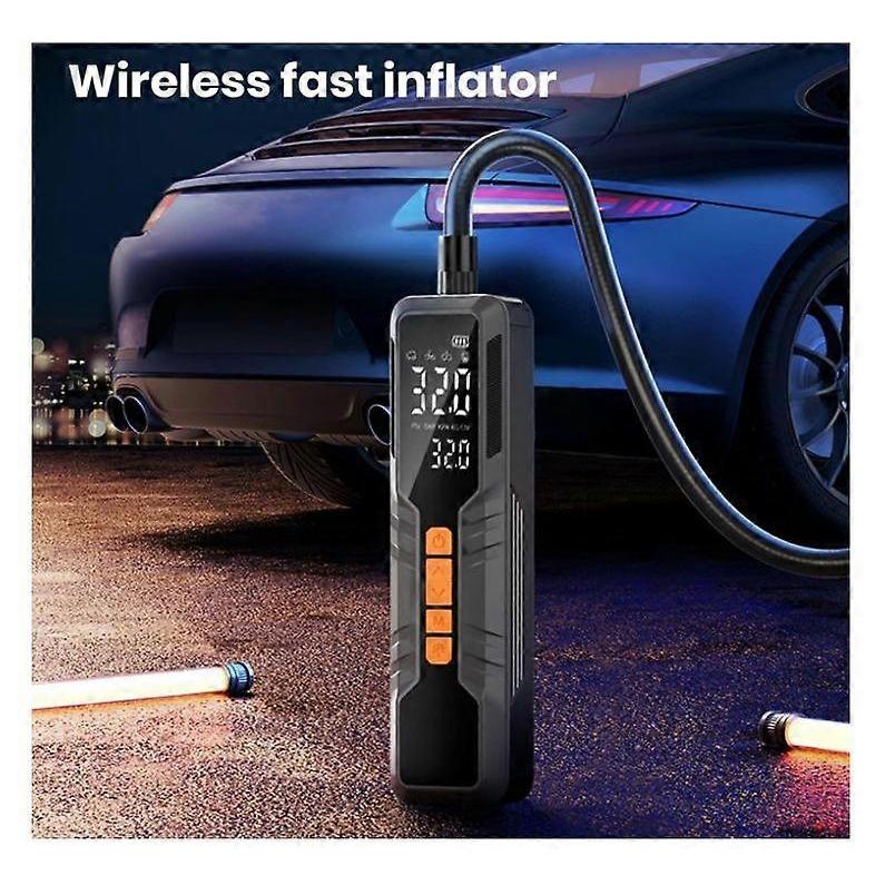 Cordless Car Tire Inflator Wireless Portable with Led Display Rechargeable Battery Compact Efficient Air Pump for Cars Bikes(Black)