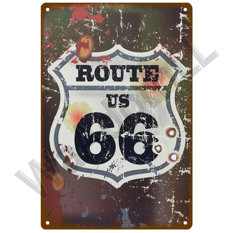 Route 66 Metal Sign House Plaque Metal Poster Tin Sign Plate Wall Posters Vintage Retro Aesthetic Room Decor Wall Art Decoration