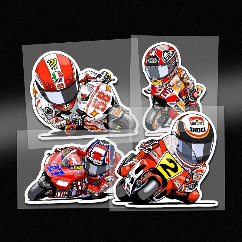 Creative anime motorcycle and rider personalized car laptop stickers, car motorcycle bicycle sun protection and waterproof stickers decoration