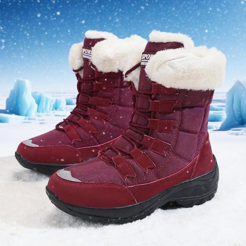 

Women s Boots Winter High-quality Warm Snow Boots Lace Up Comfortable Fashion Style Plush Shoes Outdoor Waterproof Hiking Boots 36
