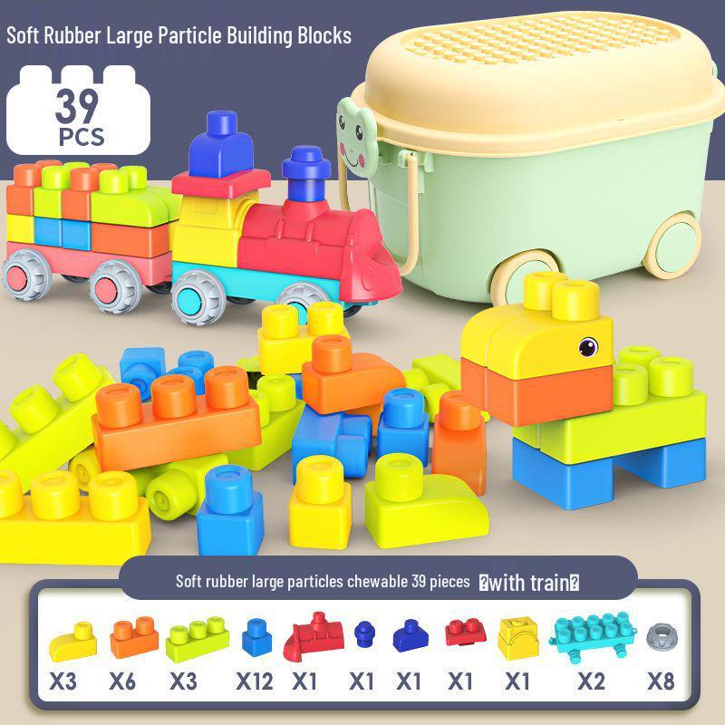 Large Soft Rubber Baby Building Blocks - Safe for 1-2 Year-Olds