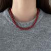 6-12mm Round Glass Red Beads Strand Beaded Necklace Choker for Women Wholesale Silver Plated Chain Chokers Jewelry New Year Gift