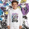 Jojo Characters Anime Print Fleece Pullover Hoodie Boys Girls Kids Warm Thick Sweatshirt for Autumn Winter