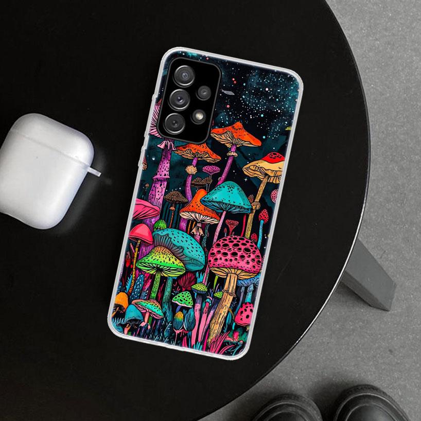 Colorful Mushroom Phone Case Cover for Samsung Galaxy A12 A22 A32 A52 A72 A02S A51 A50S A31 A20S A10S Note 20 Ultra 10 Plus Gala