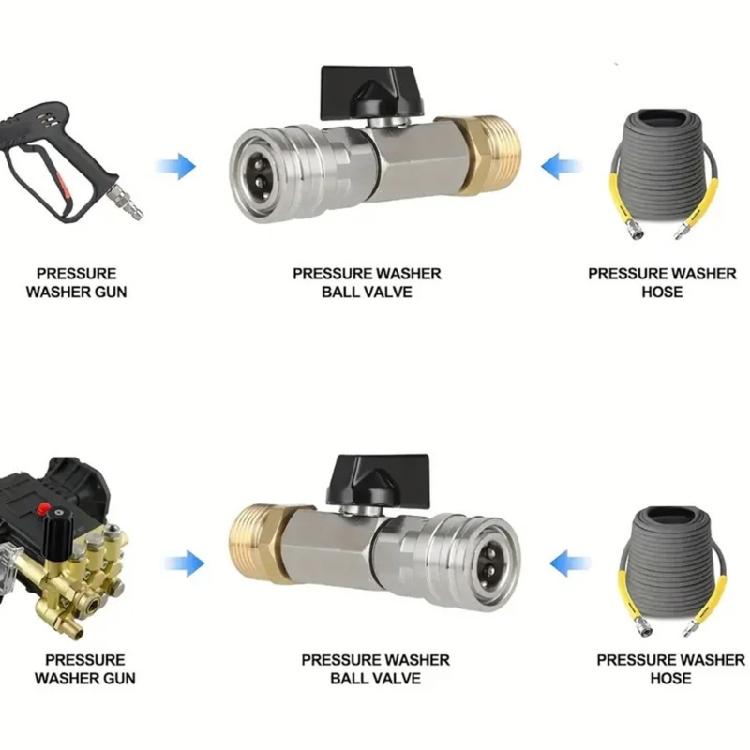 Leak Resistant Ergonomic High Pressure Hose Coupler 1/4Inch Valves Metal Connector Professional Automotive Cleaning Tool