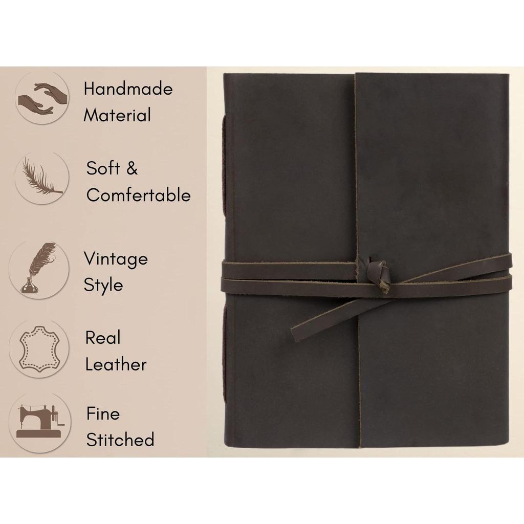 Combo Leather Diary Handmade Vintage Leather Diary - with Plain Paper for Men and Women.