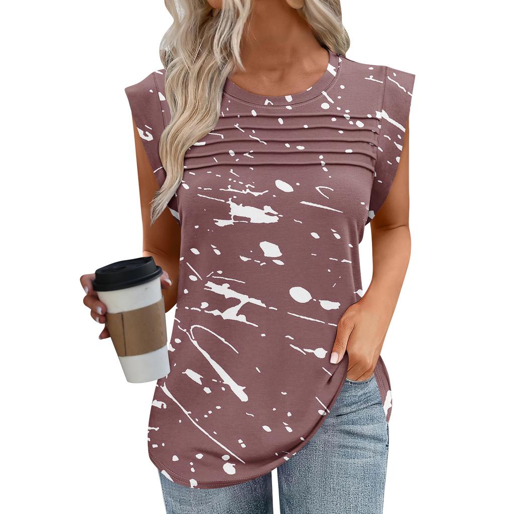 Dámské tílko Letní elegantní ležérní Volný střih Plisované košile Trička s krátkým rukávem