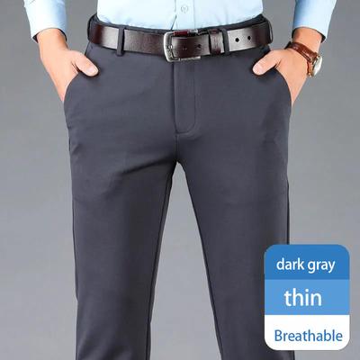 Sommer-Herren-Hose aus Eisseide, atmungsaktiv, ultradünn, High-End-Business-Stretch, drapierte Freizeithose