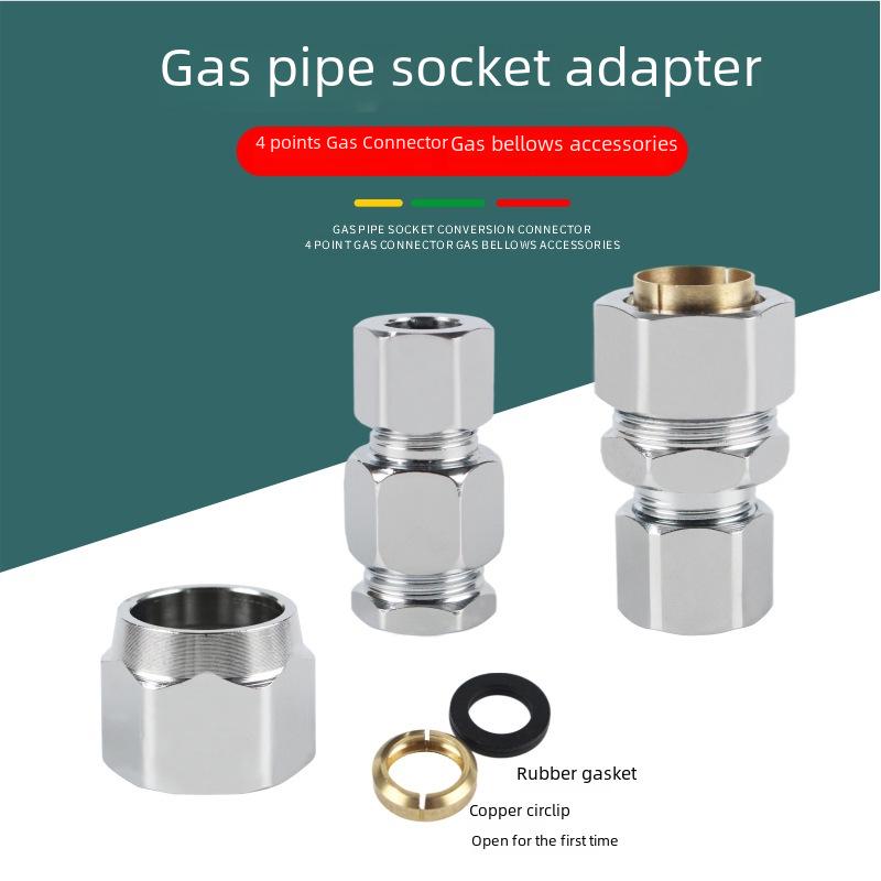 3-Piece Stainless Steel Gas Pipe Nut Set with No-Knock Wave for Natural Gas Conversion, 3/8"", 3/4"", 1"" Quick Connectors
