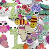 50PCS Wooden Buttons Natural Wood 2-Holed Fastener Buttons for Sewing Knitting Handcraft  Cartoon Animals Printing Patterns