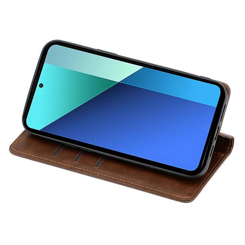 For Xiaomi Redmi A3/Poco C61 4G Leather Case Magnetic Calf Textured Mobile Phone Cover