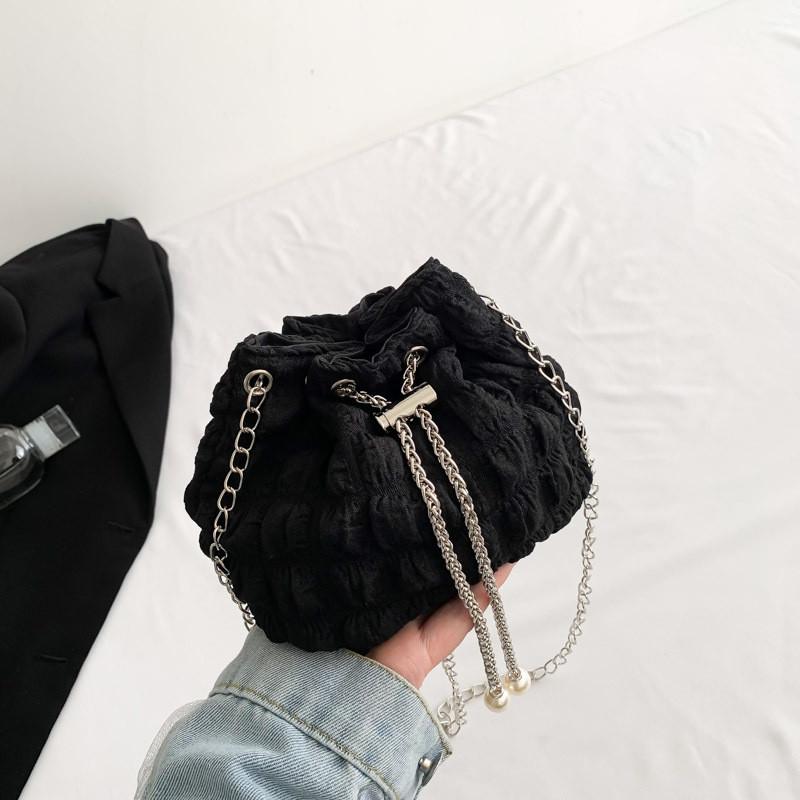 Трендовая модная женская сумка через плечо Стильная повседневная сумка-ведро кроссбоди чёрный