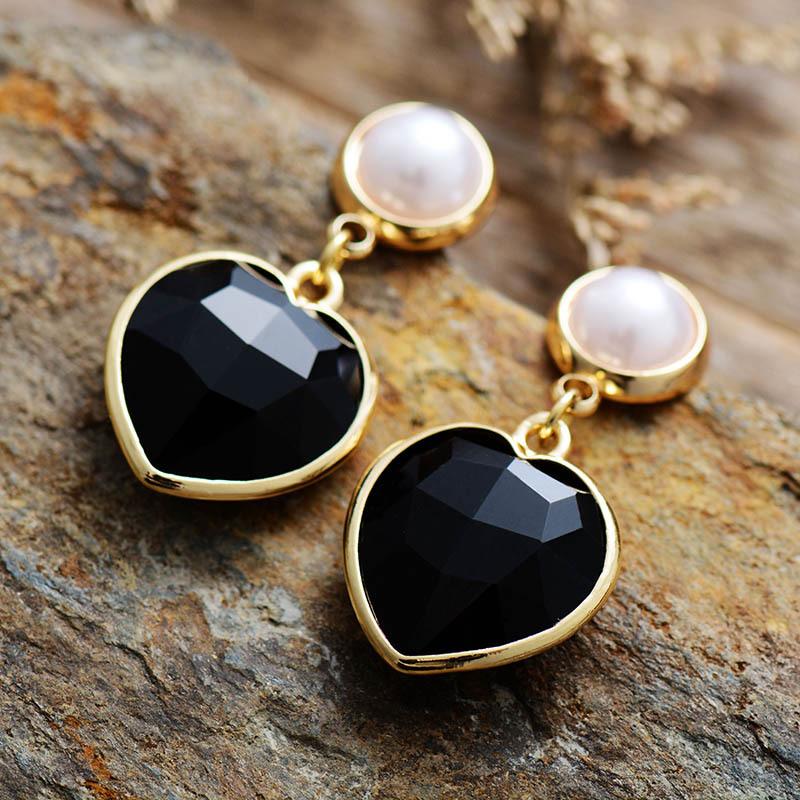BLINGBAY Dámské novočeské přírodní fialové křišťálové náušnice s přívěskem ve tvaru srdce Populární luxusní retro šperky v etnickém stylu