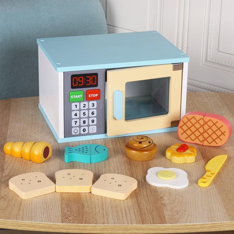 Playing House Wooden Kitchen Home Appliances Toys Children's Simulation Oven Bread Maker Juicer Cutting Music Kitchenware