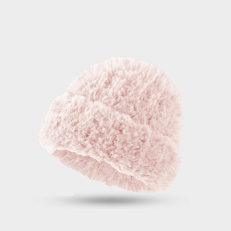 Gorro de lana de cabeza grande para mujer, gorro de moño tejido para otoño e invierno, gorros gruesos blancos cálidos