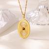 Stainless Steel Cat Eye Stone Threaded Necklace For Women Men Gold Color Oval Pendant Necklace Vintage Jewelry Accessories