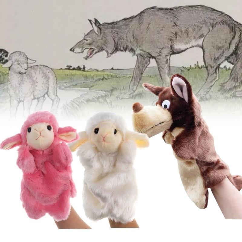 Adorable White Sheep And Big Bad Wolf Storytelling Puppet Hat For Kids Playtime