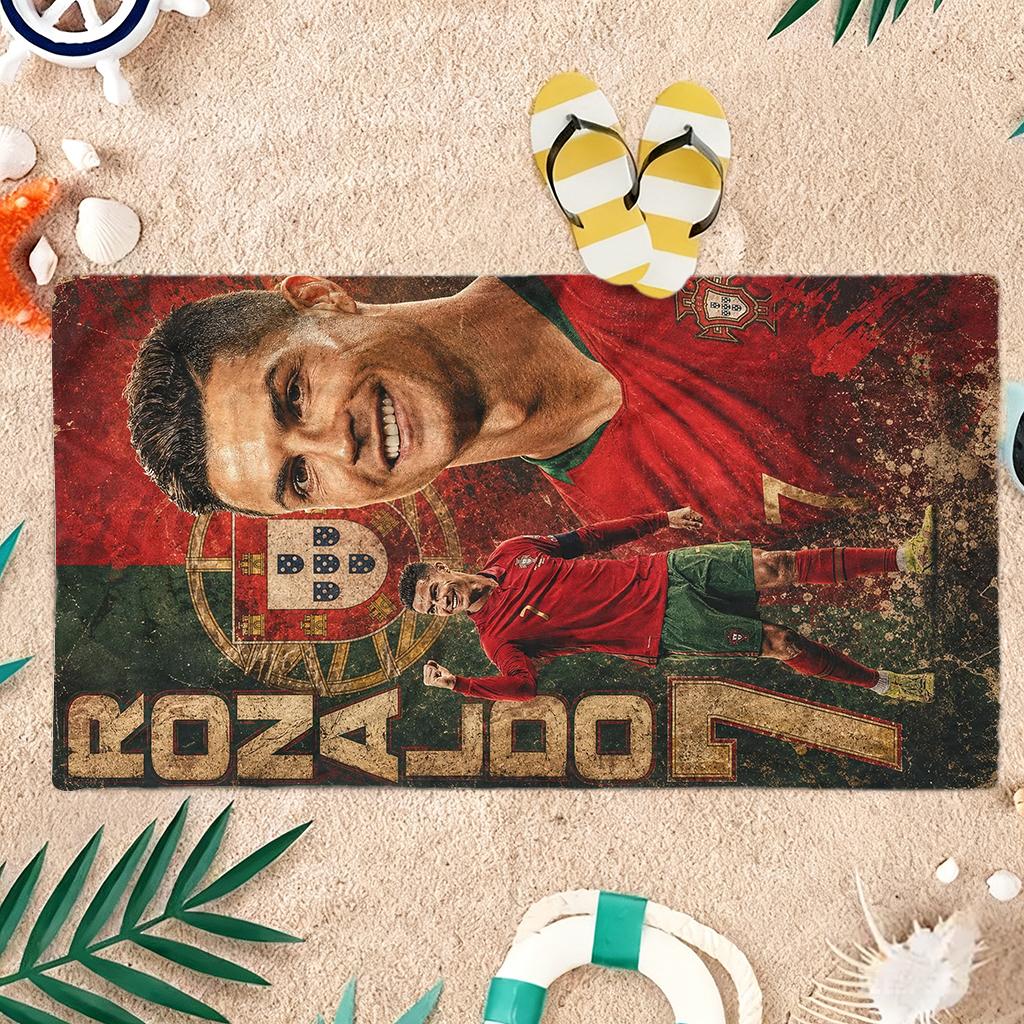 Nr. 7 Ronaldo Strandtuch Fußball-WM Groß Schnelltrocknendes Handtuch Geeignet für Strand Yoga Pool Fitnessstudio Sporttuch Sommergeschenk für Freund