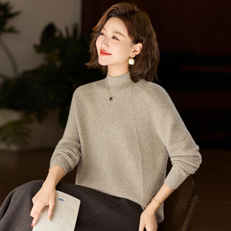 KAVON Women's 100% Cashmere Mock Neck Sweater