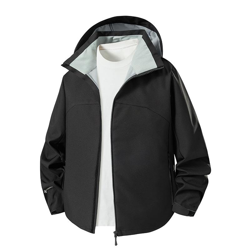 Unisex Windproof Softshell Jacket with Print, Hooded Sports Outerwear for Spring & Autumn