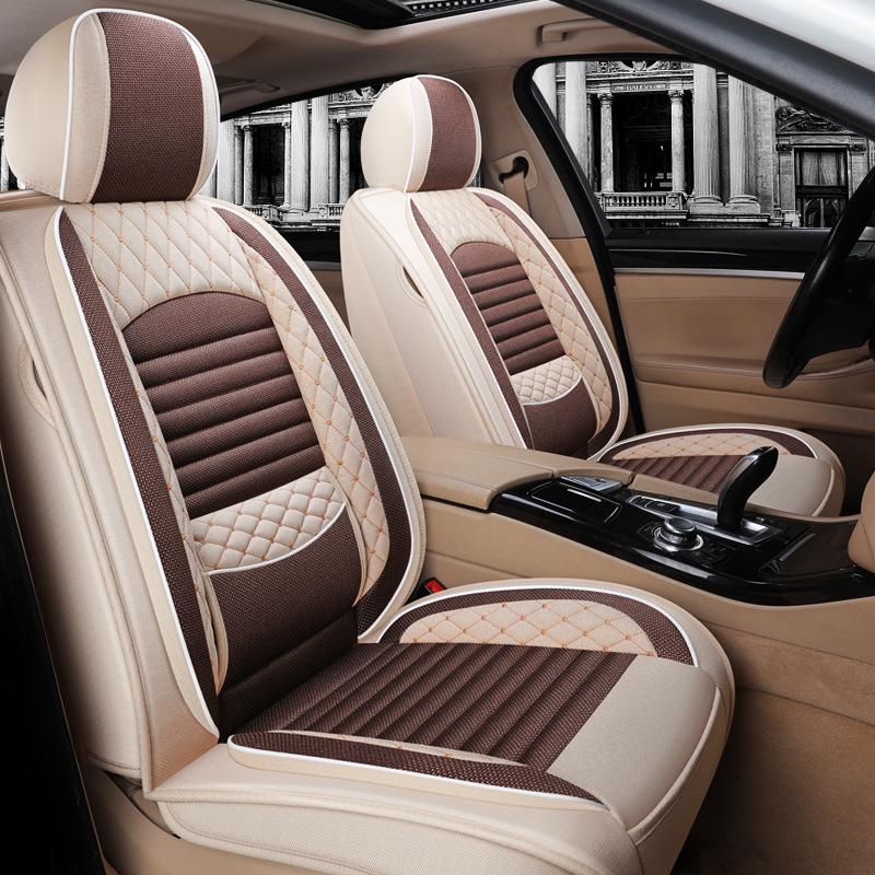 Universal Full Surround Linen Car Seat Cover and Cushion