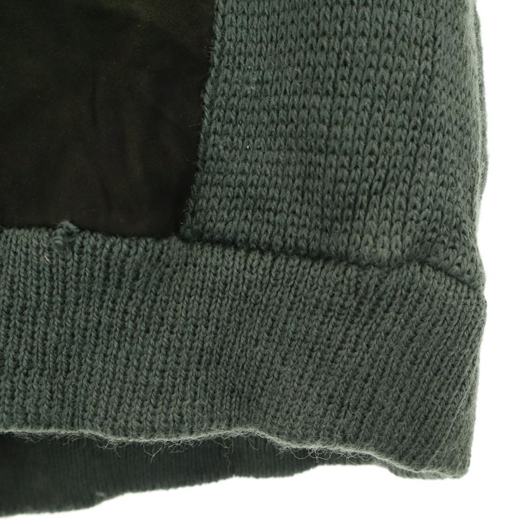 Sears 70s vintage Long sleeve Suede leather switching sweater M knit Men's Used