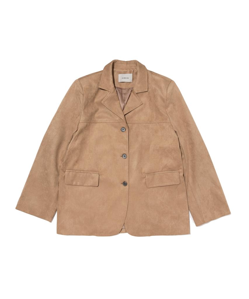 Roidesrois Collar-Detailed Suede Button-Up Jacket (Beige)
