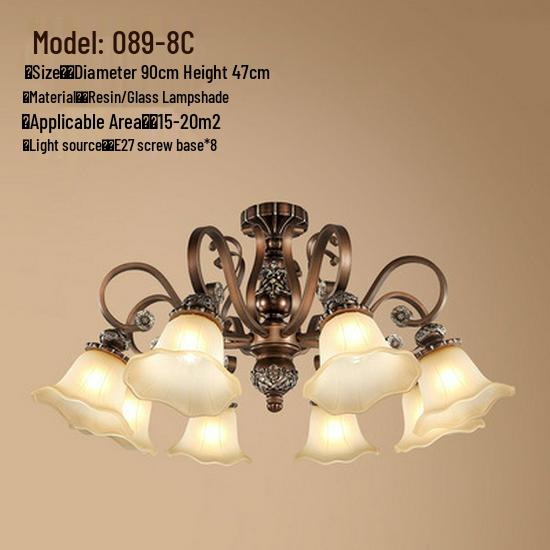 Retro Wrought Iron Pendant Light for Living Room, Villa, or Staircase
