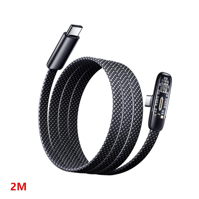 Cavi USB Type-C to C ad Angolo Retto 60W Ricarica Rapida ad Alta Velocità Linea Dati Piatta Intrecciata in Nylon Gomito a 90 Gradi Cavo USB-C
