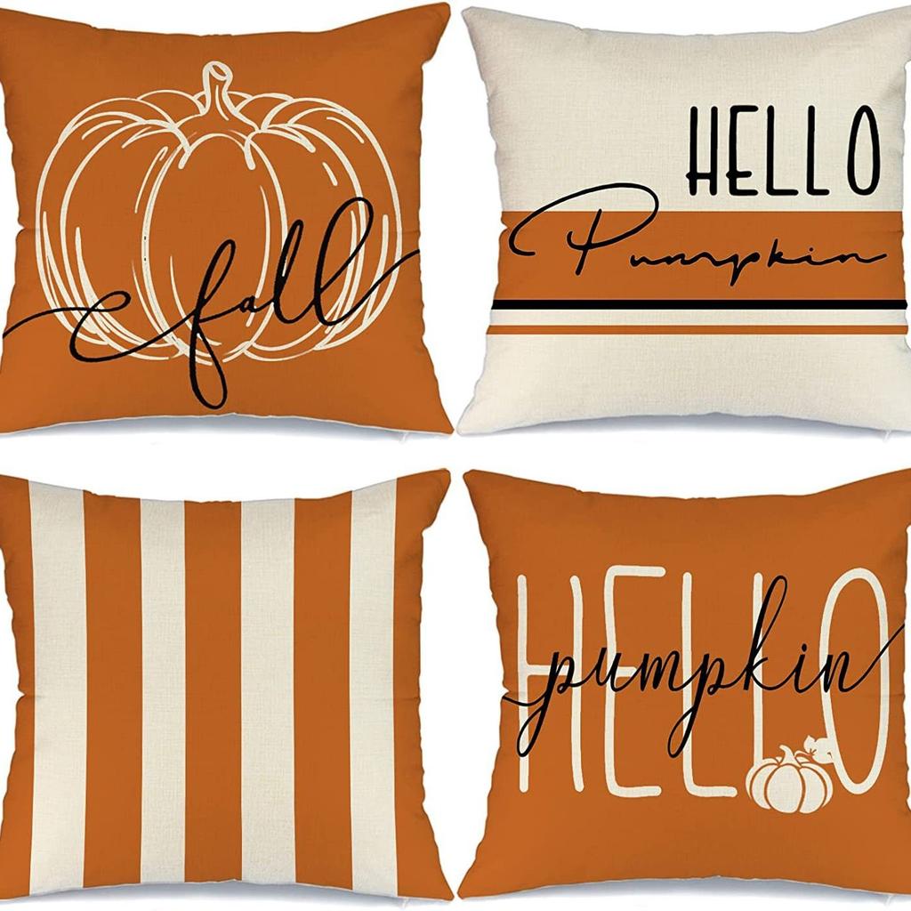 Thanksgiving Pumpkin Pillow Case Autumn Plant Flower Print Pillow Case Home Living Room Sofa Cushion Case