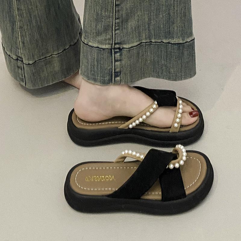 

Cool slippers women s summer wear 2025 new models with skirts fairy wind one-word drag platform casual beach shoes women 40 чёрный