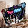 Christmas Custom Name Printed Flannel Blanket Warm Comfort Bed Throw Home Decor Holiday Gift