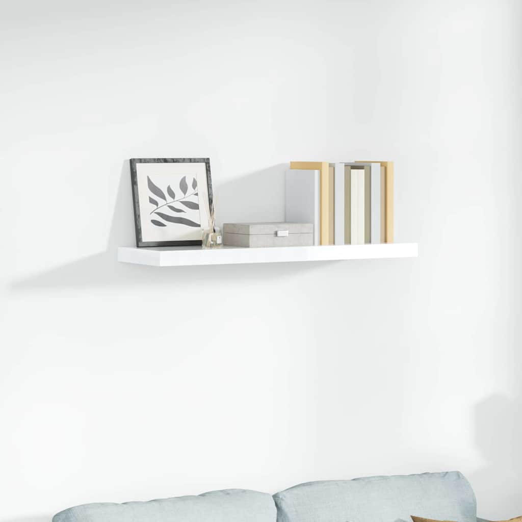 Floating Shelf High Gloss White 90 X 23.5 X 3.8 Cm MDF