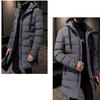 Outono inverno jaqueta masculina algodão acolchoado com capuz manga longa cordão blusão de comprimento médio para uso diário