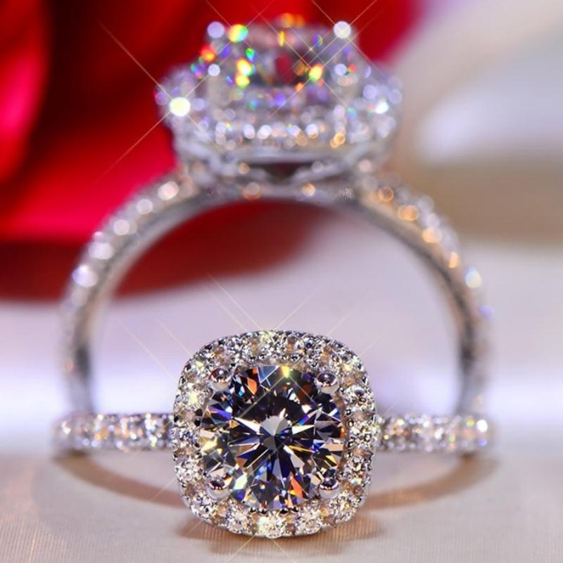 CopperPlated Stainless Steel Rings For Women Cubic Zircon Jewelry Wedding Engagement Ring Size 5-11