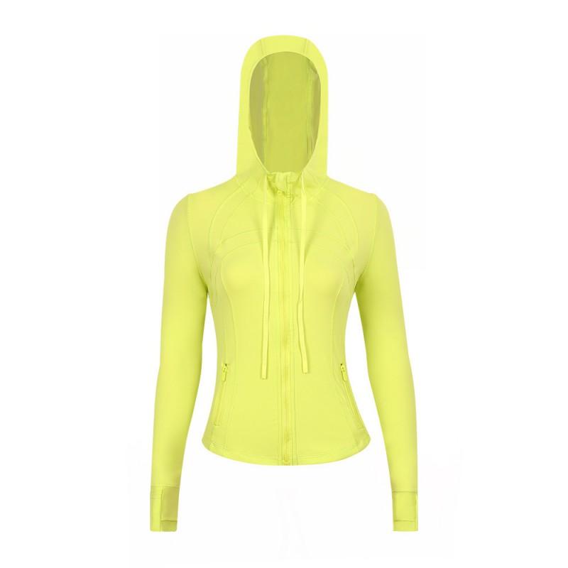 Damen atmungsaktive Kapuzen-Yogajacke Langarm Fitness Top Activewear